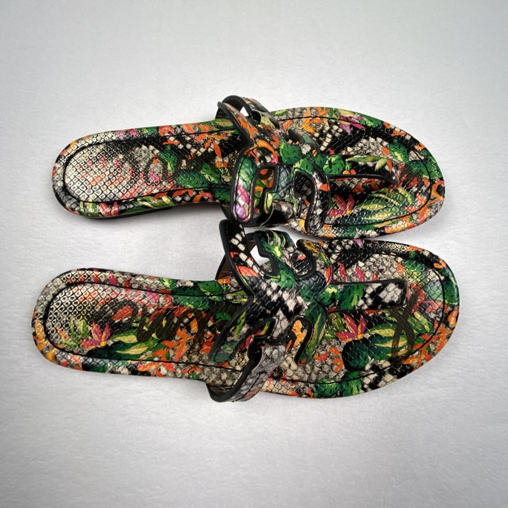 Sam Edelman Bay Tropical Floral Snakeskin Print Slide Sandals Womens Size 6.5 - Picture 6 of 7
